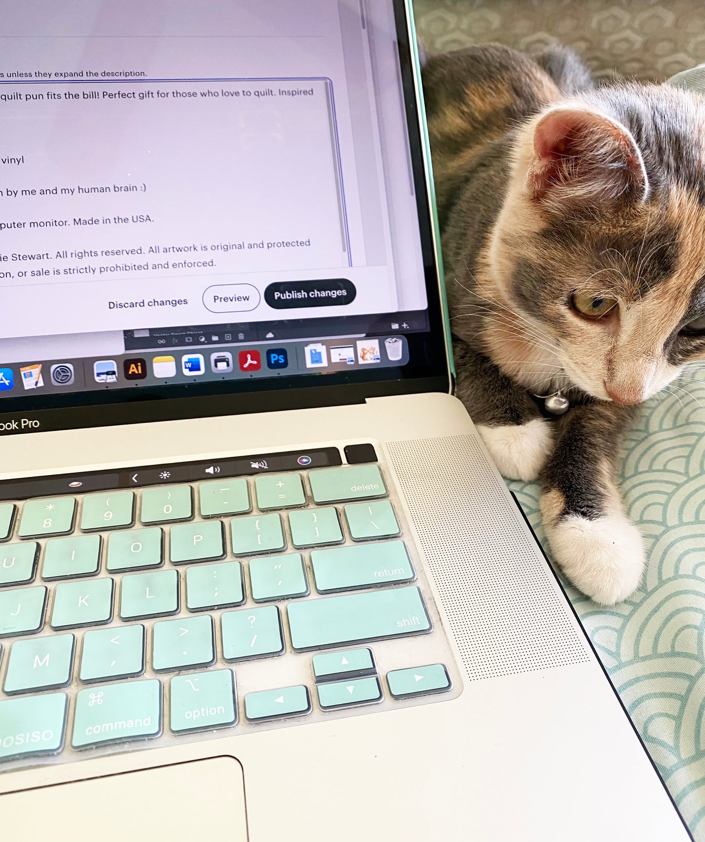 NEW! Punny Cute Quilty As Charged Cat Diecut Vinyl Sticker