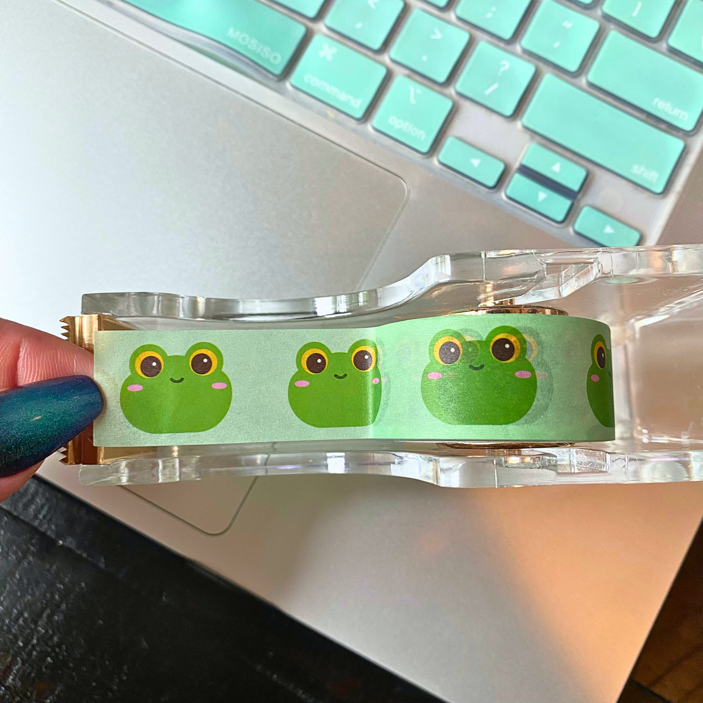 Cute Green Frog Washi Tape - Planner Flair - Bullet Journal Decoration - Junk Journal - Toad Paper Tape