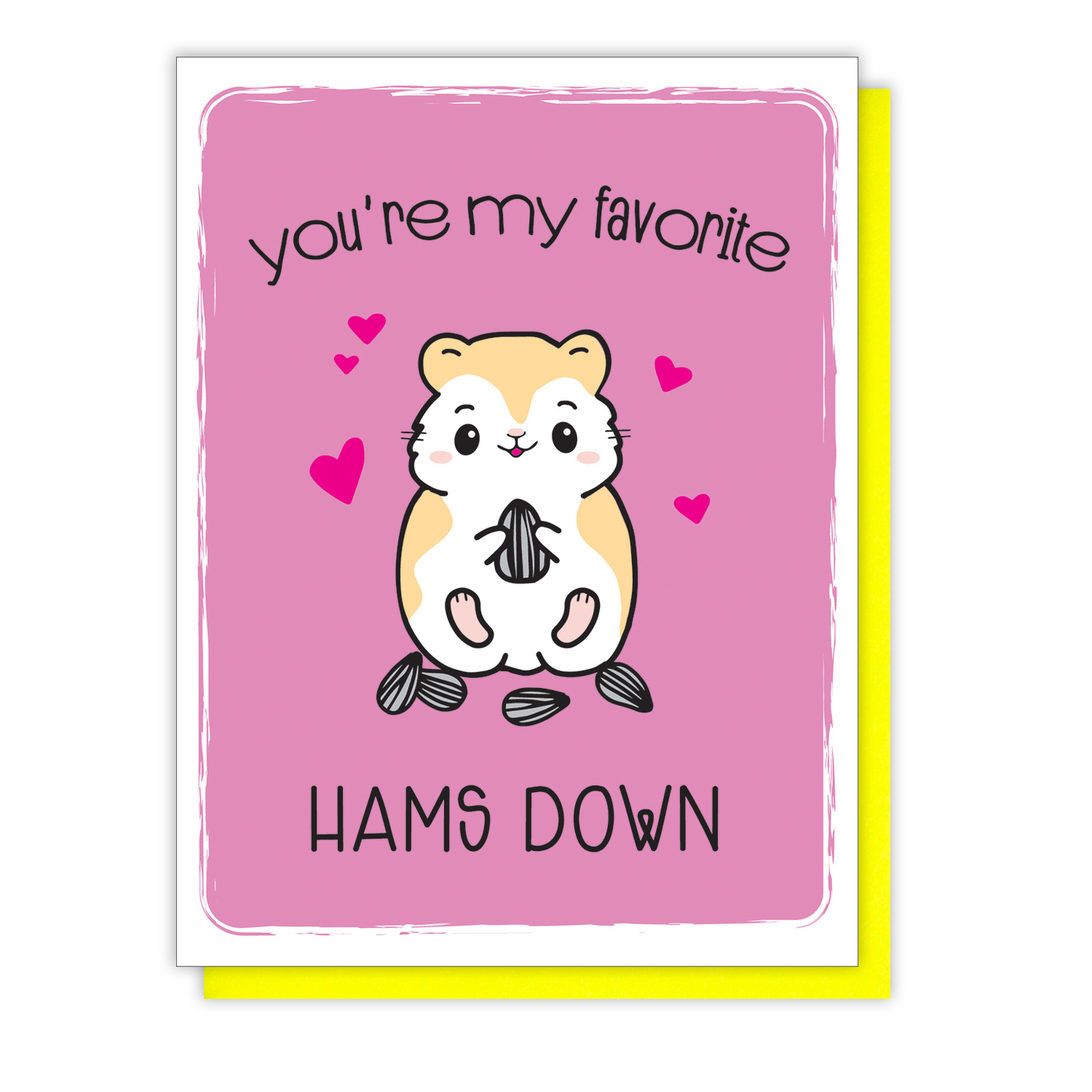 Cute and Punny Hamster Love Valentine Card - You're My Favorite Hams Down