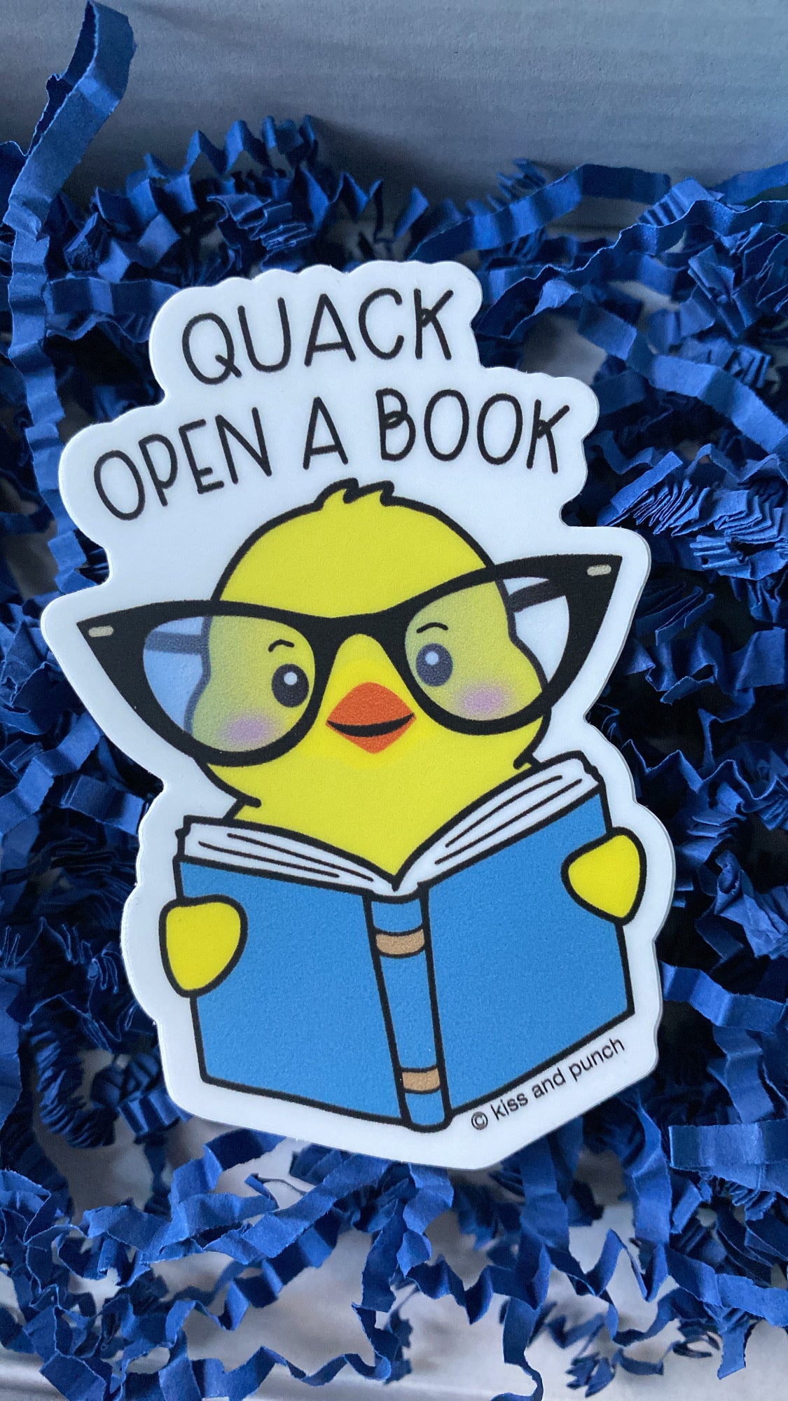 NEW! Funny Quack Open a Book Duck Reading Glasses Diecut Vinyl Sticker