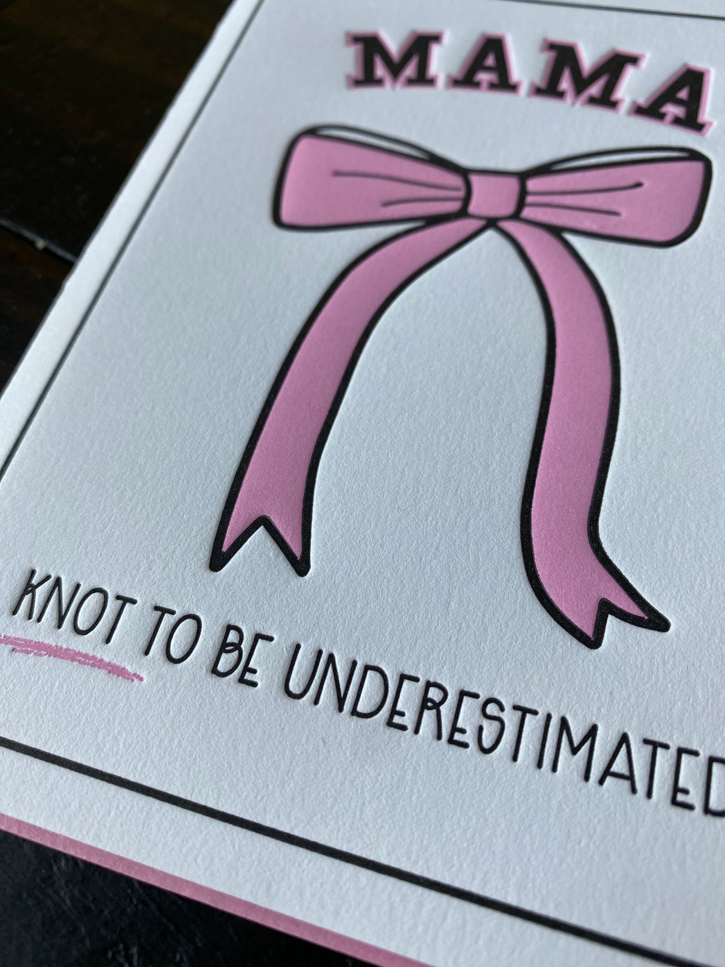 Cute Coquette Pink Bow Mother's Day Letterpress Card | kiss and punch