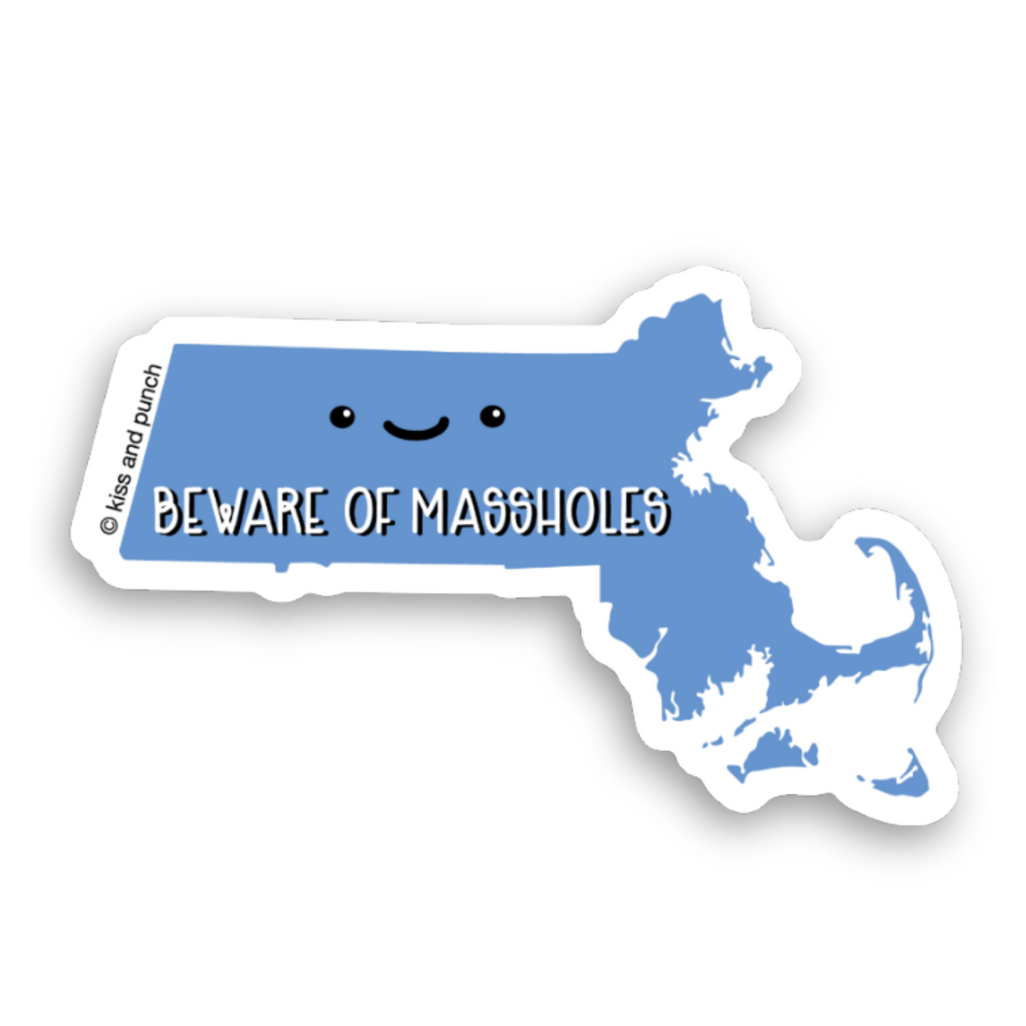 NEW! Funny Massachusetts State Diecut Vinyl Sticker - Kiss and Punch