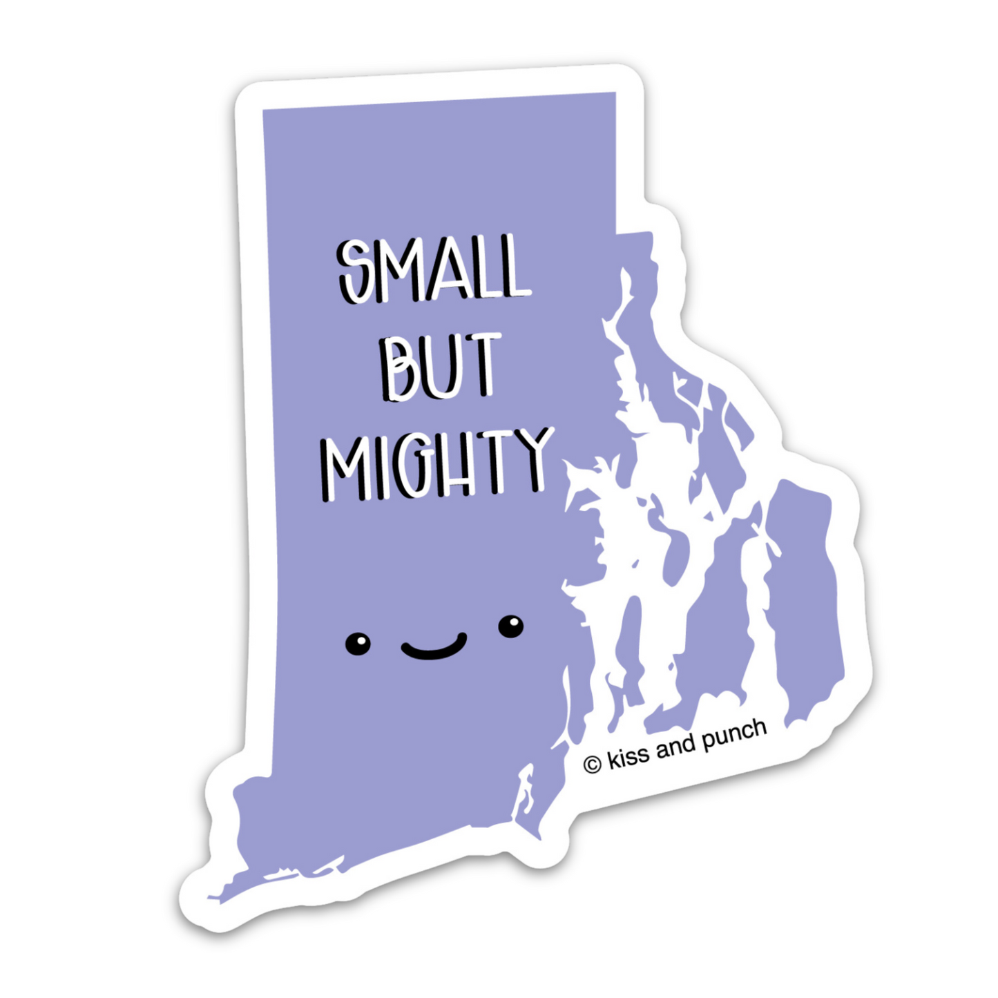 Funny 3 Inch Silly State Rhode Island - Small But Mighty Diecut Vinyl Sticker