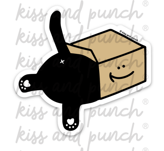 3 Inch Black Cat in a Box Matte Vinyl Sticker