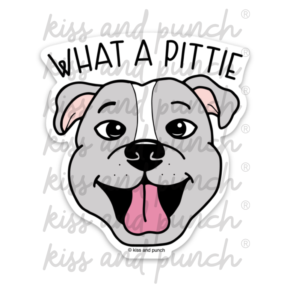 3 Inch Cute What a Pittie Dog Diecut Vinyl Sticker | kiss and punch