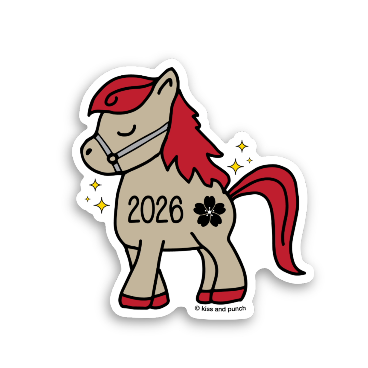 NEW! Year of the Fire Horse 2026 Diecut Vinyl Sticker - Kiss and Punch