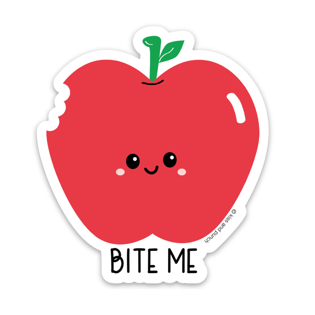 3 Inch Funny Snarky Bite Me Apple Matte Vinyl Sticker