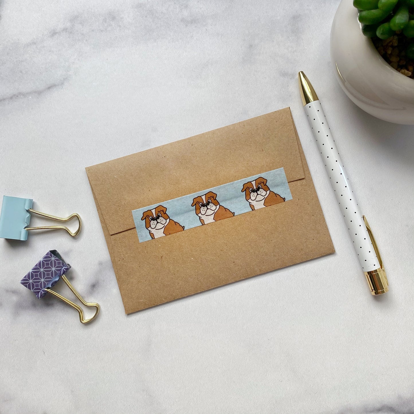 Cute Bulldog Washi Tape - Planner Flair - Bullet Journal Decoration - Paper Tape