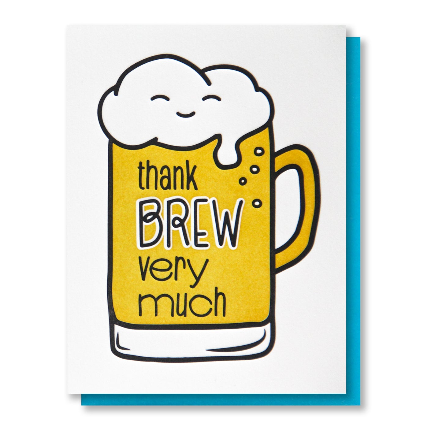 Funny Punny Thank You Letterpress Card | Thank Brew | Beer Pun | kiss and punch - Kiss and Punch