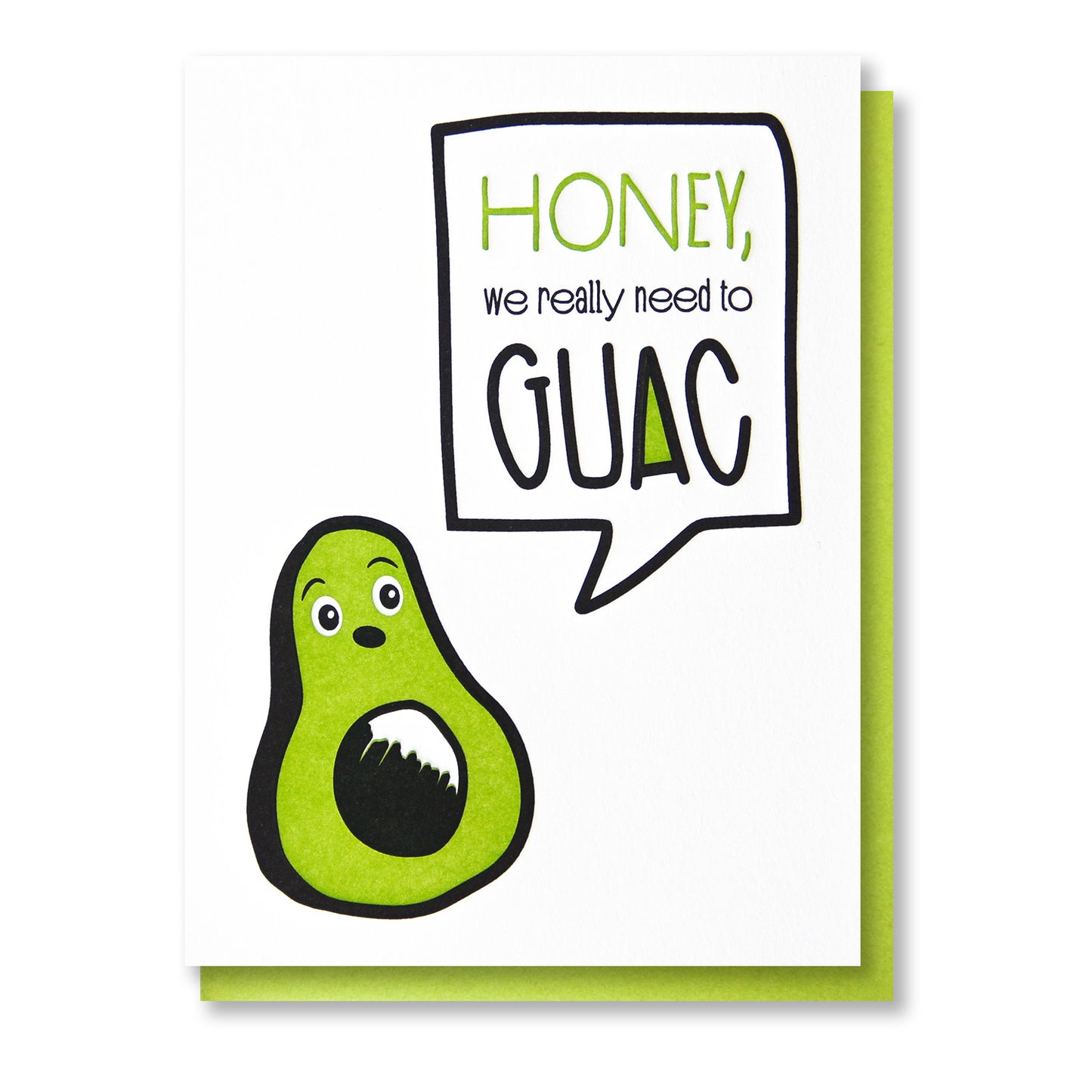 Funny Love Letterpress Card | Avocado Honey We Really Need to Guac | Guacamole | kiss and punch - Kiss and Punch