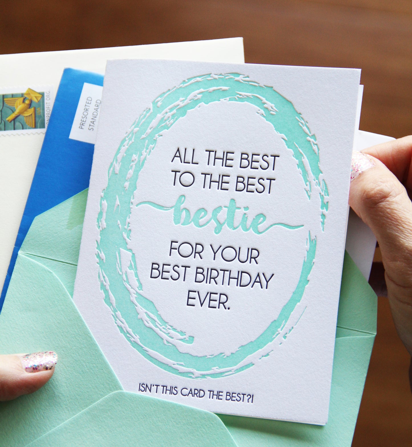 Funny Best Bestie Birthday Letterpress Card | All the Best | kiss and punch - Kiss and Punch