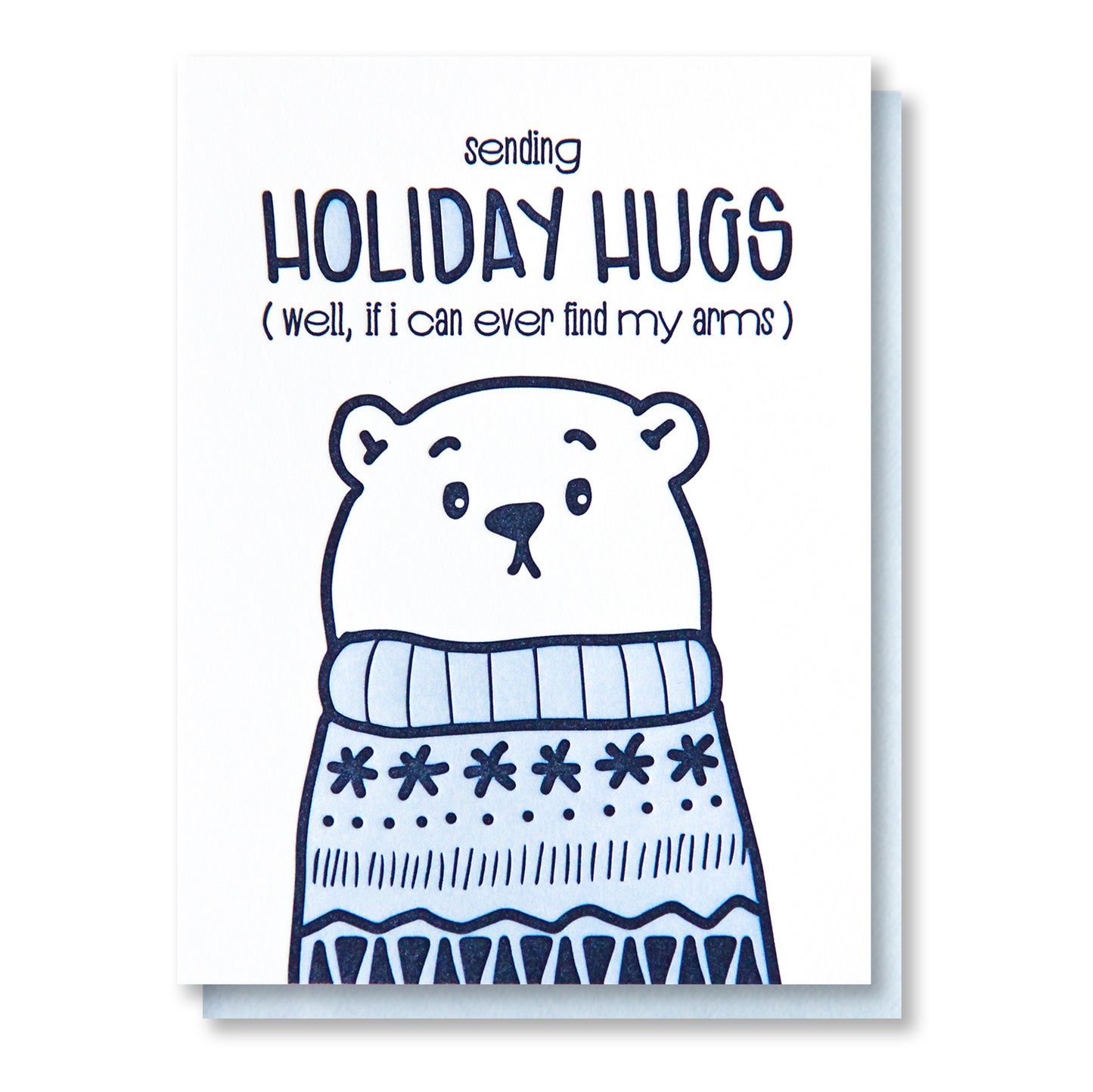 Funny Holiday Letterpress Card | Sending Hugs | Polar Bear Ugly Sweater | kiss and punch - Kiss and Punch