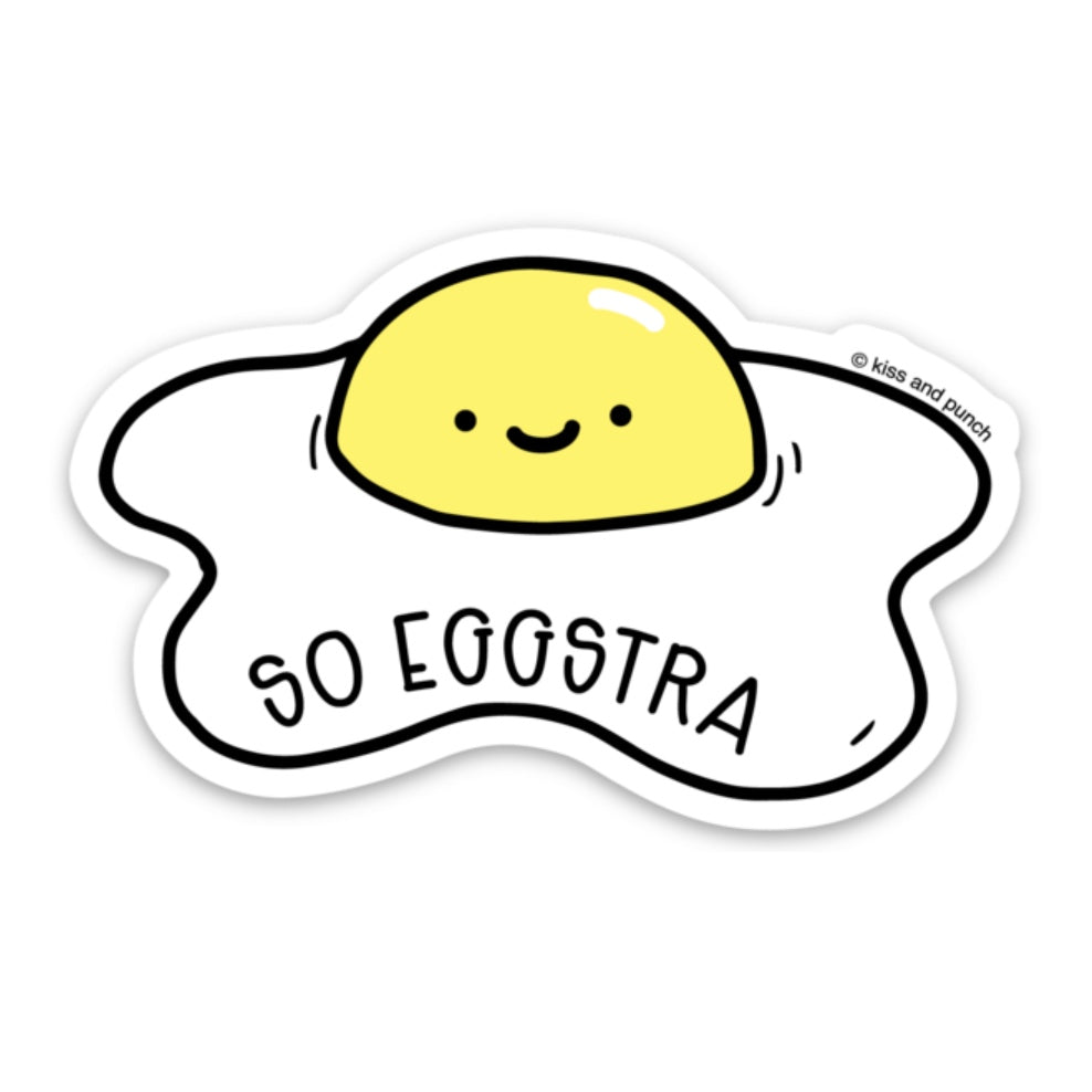 3 Inch Punny So Eggstra Fried Egg Diecut Vinyl Sticker