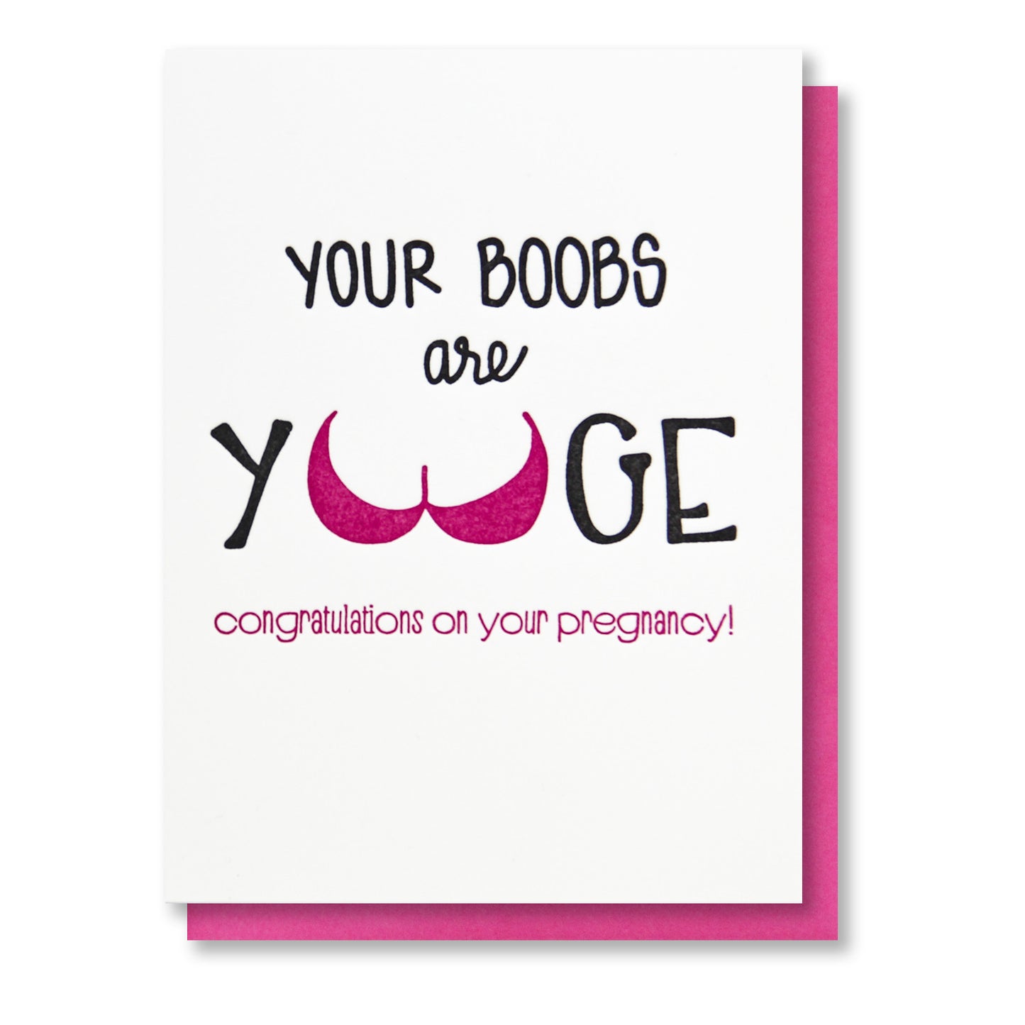 Funny Yuge Boobs | Baby Shower | Expecting Pregnancy Letterpress Card | kiss and punch - Kiss and Punch