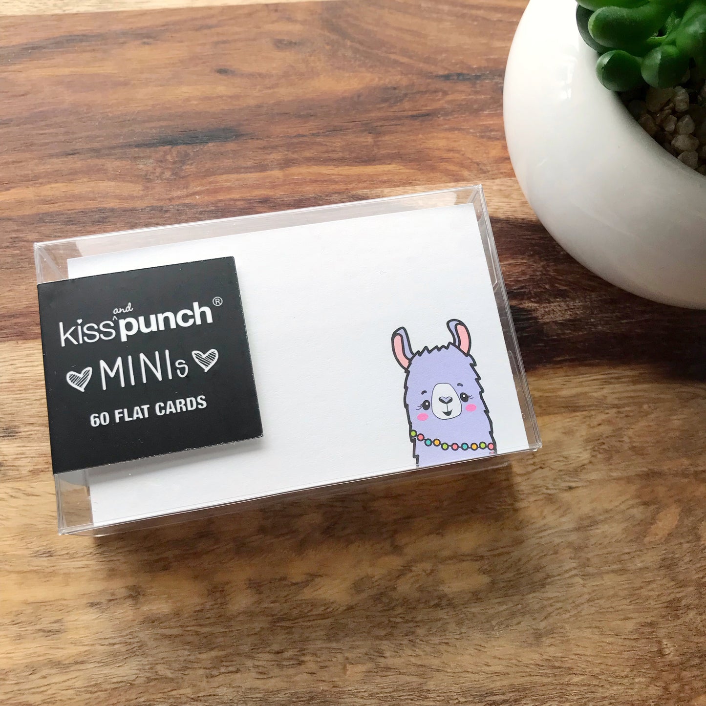 NEW! Mini Notecard Set of 60 - Llama Flat Cards - Lunch Notes - Mini Cards - Enclosure cards - Kiss and Punch