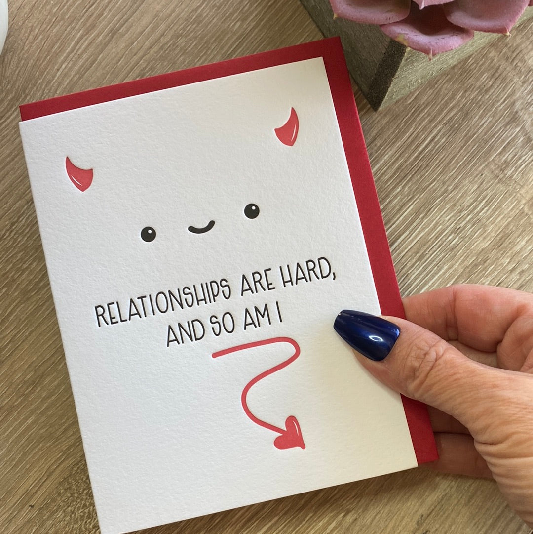 Naughty Relationships Are Hard Letterpress Card | I Love You | Sexy Valentine's Day