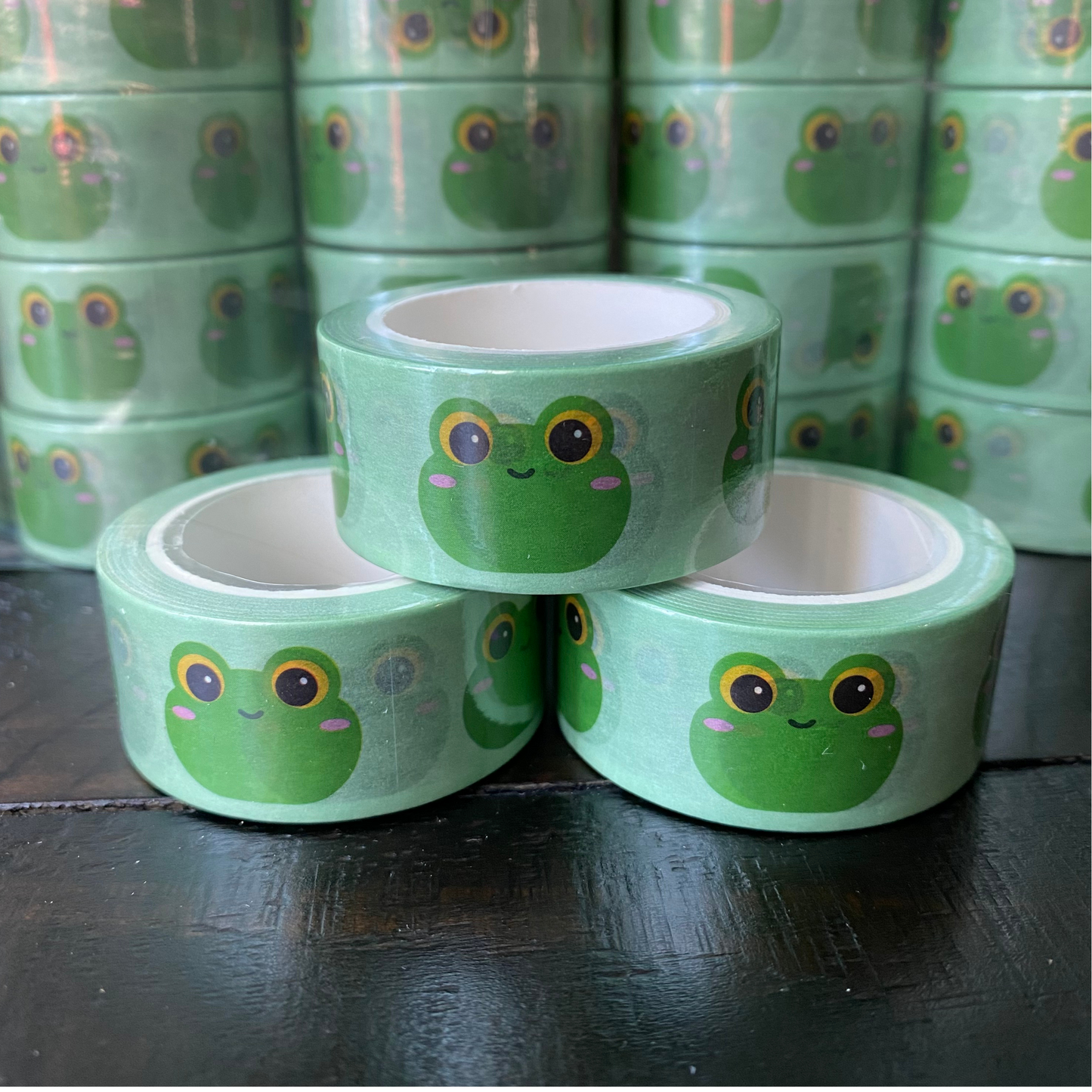 Cute Green Frog Washi Tape - Planner Flair - Bullet Journal Decoration - Junk Journal - Toad Paper Tape