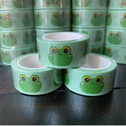 Cute Green Frog Washi Tape - Planner Flair - Bullet Journal Decoration - Junk Journal - Toad Paper Tape