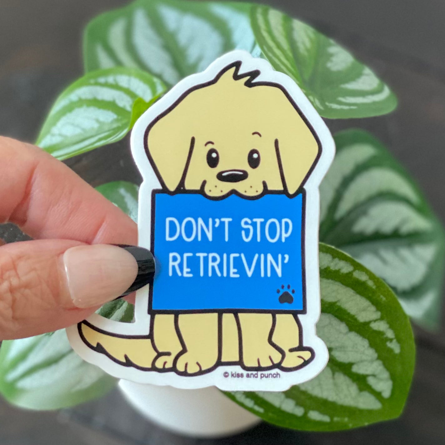 NEW! 3 Inch Punny Golden Retriever Matte Vinyl Sticker