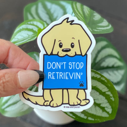 NEW! 3 Inch Punny Golden Retriever Matte Vinyl Sticker