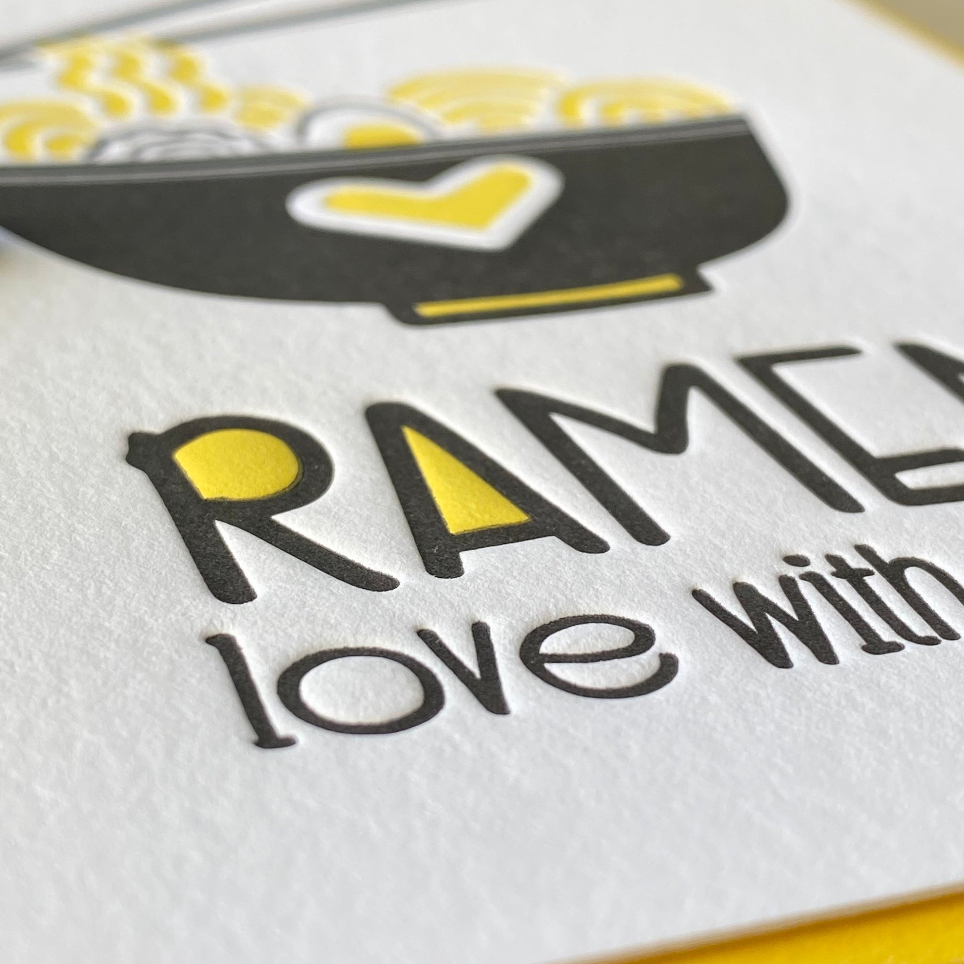 Funny Love Letterpress Card | Ramen Love With You | Foodie Pun | Valentine's | kiss and punch - Kiss and Punch