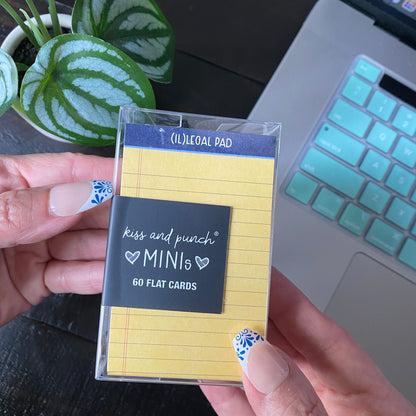 NEW! Mini Notecard Set of 60 - Illegal Pad Flat Cards - Lunch Notes - Mini Cards - Enclosure cards