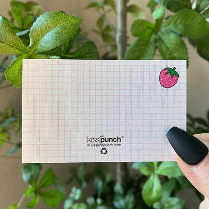 Mini Notecard Set of 60 - Berry Cat Grid Flat Cards - Lunch Notes - Mini Cards - Enclosure cards