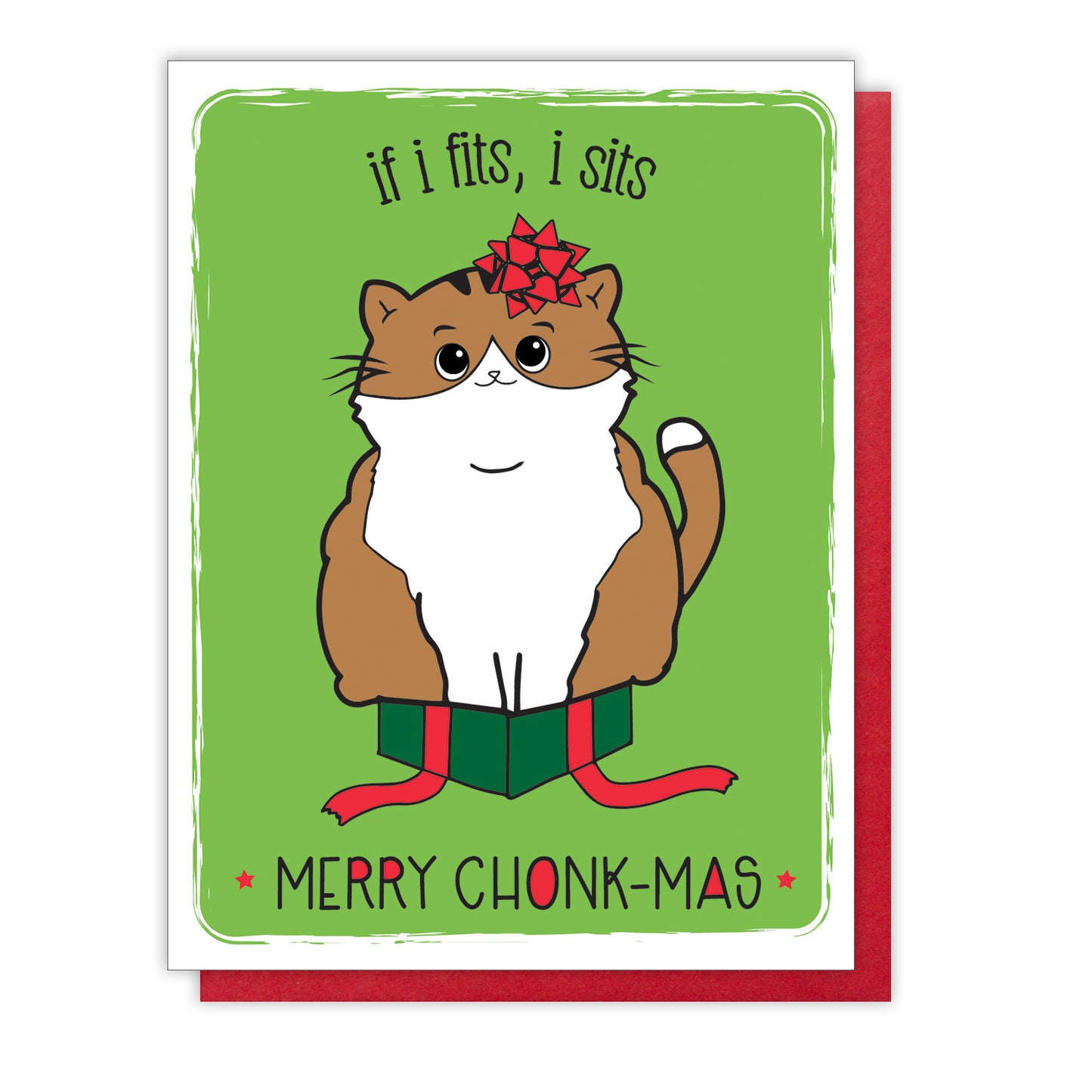 NEW! Cute Merry Chonkmas Cat Christmas Card | kiss and punch