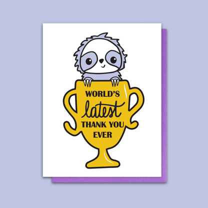 Funny Sloth Latest Thank You Ever Letterpress Card | kiss and punch