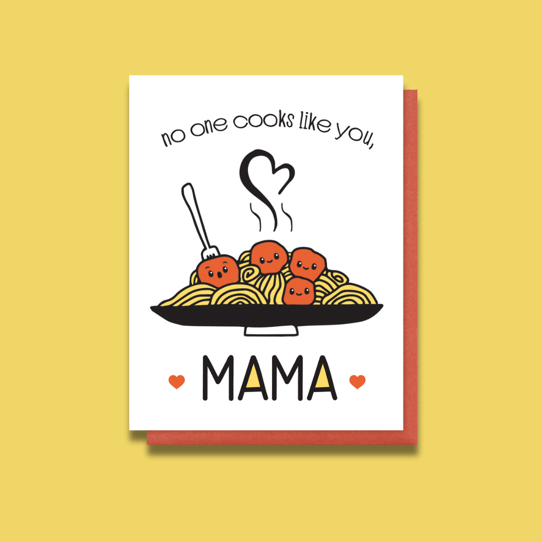 Mother's Day Letterpress Card | No One Cooks Like You Mama | kiss and punch