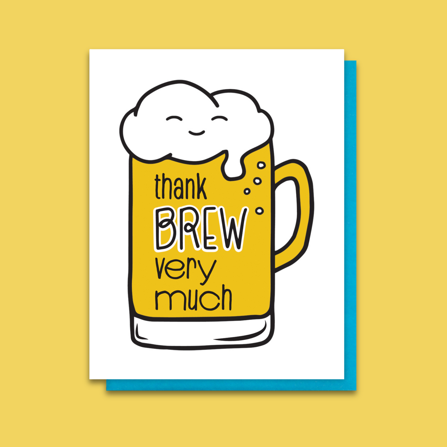 Funny Punny Thank You Letterpress Card | Thank Brew | Beer Pun | kiss and punch