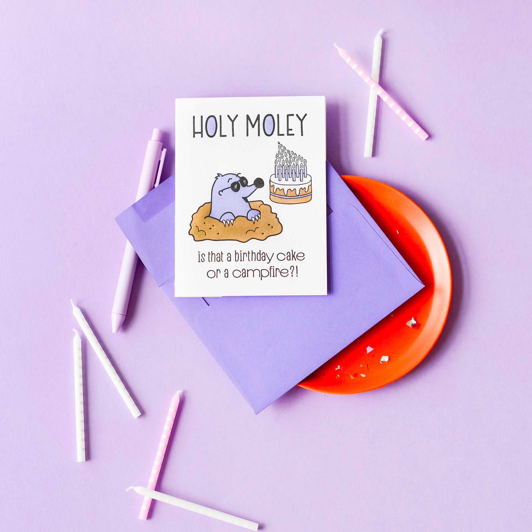 Funny Letterpress Birthday Card | Holy Moley Lots of Candles | kiss and punch - Kiss and Punch