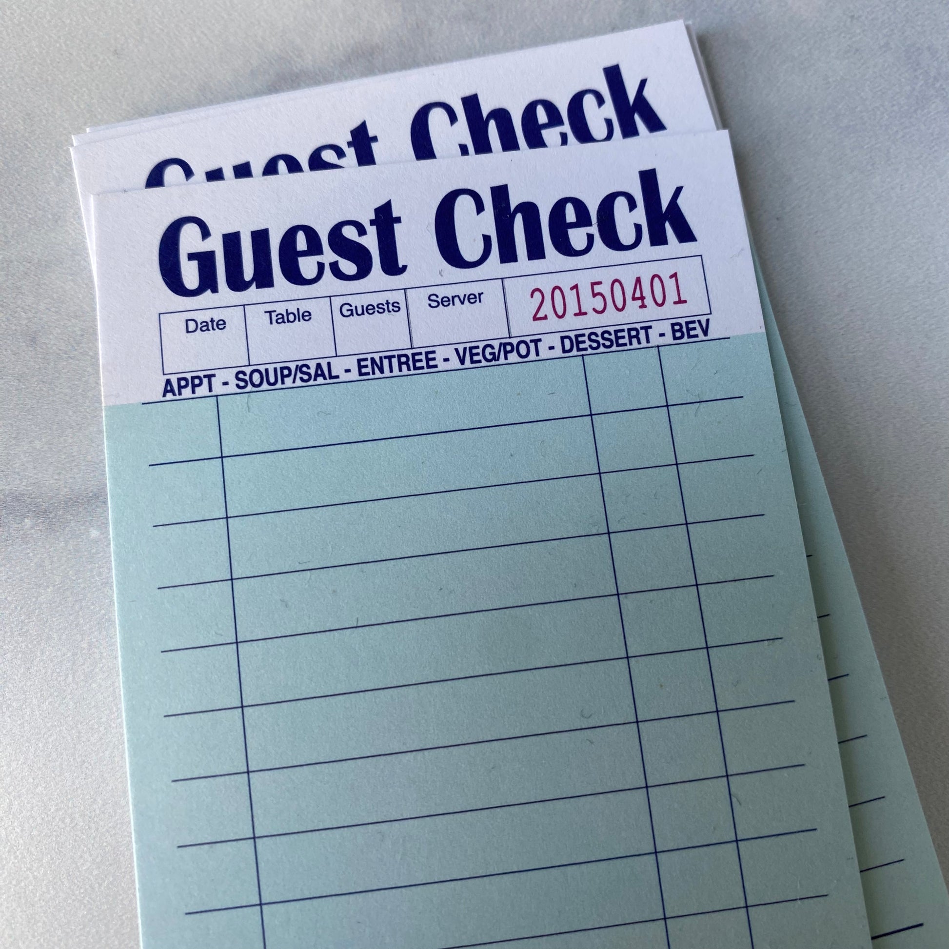 NEW! 60 Guest Check Minis™ - Flat Notecard Set - Junk Journal Fun - Love or Lunch Notes - Pocket Reminders - Enclosure Cards - Kiss and Punch