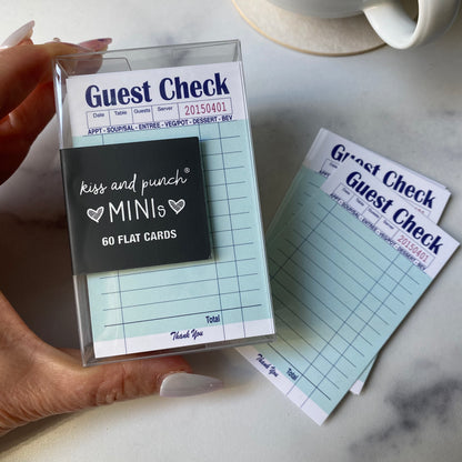 NEW! 60 Guest Check Minis™ - Flat Notecard Set - Junk Journal Fun - Love or Lunch Notes - Pocket Reminders - Enclosure Cards - Kiss and Punch