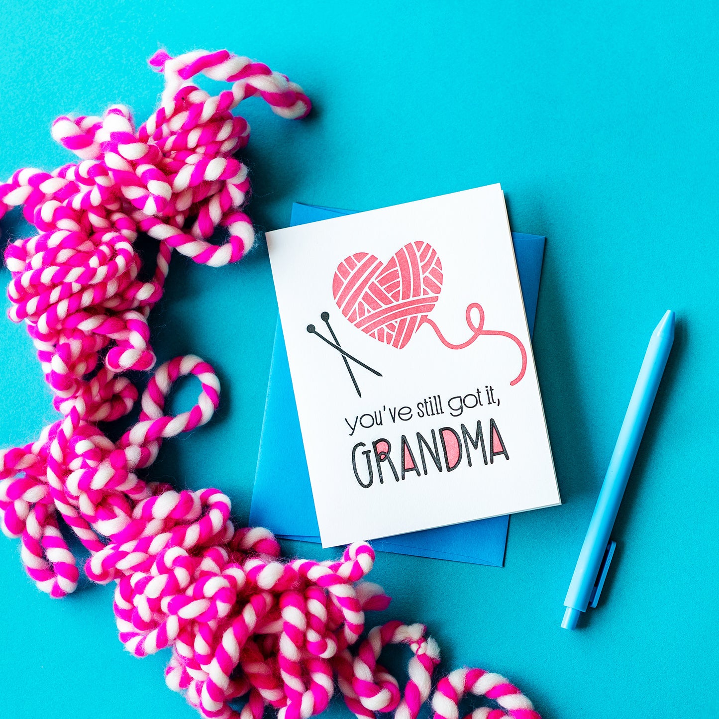 Funny Grandma Letterpress Card | Knit Heart | Birthday Mother's Day | kiss and punch
