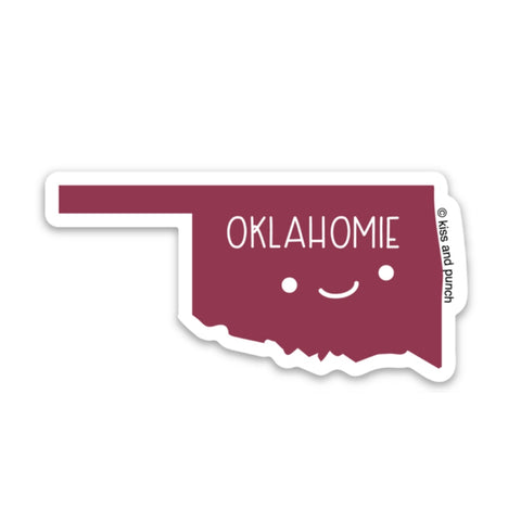 NEW! Funny 3 Inch Crimson Oklahomie State of Oklahoma Diecut Vinyl Sticker
