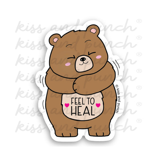 NEW! Feel to Heal Self Hugging Bear Diecut Deco Vinyl Sticker | kiss and punch - Kiss and Punch
