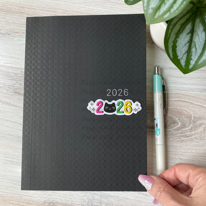 NEW! 2026 Cat Journal Planner Diecut Vinyl Sticker   