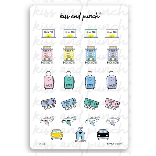 NEW! Kawaii Aesthetic Travel Planner Stickers - Vacation & Trip Planning Sheet - Kiss and Punch