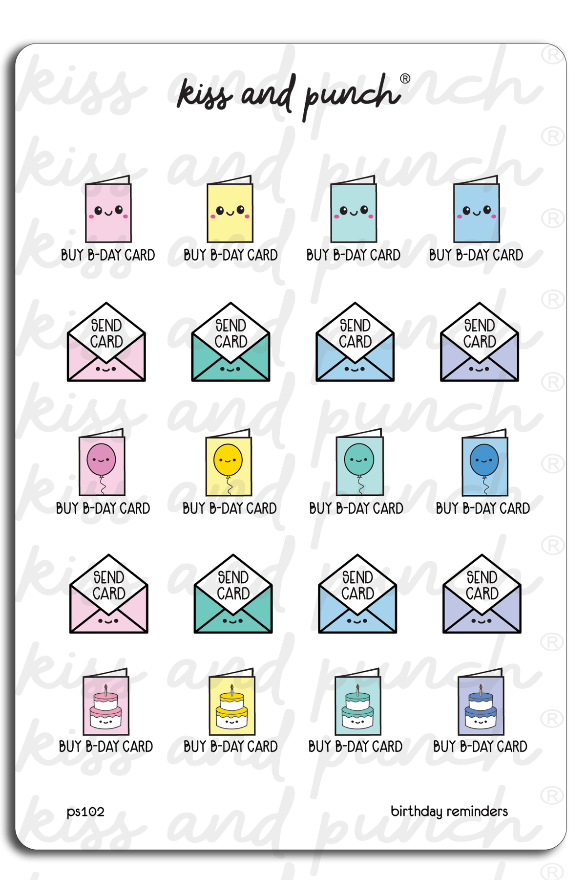 NEW! Birthday Card Reminder Planner Sticker Sheet