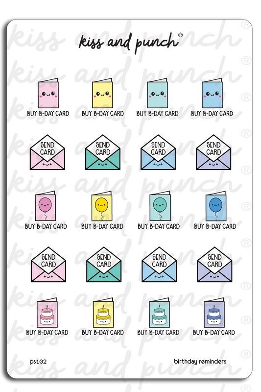 NEW! Birthday Card Reminder Planner Sticker Sheet