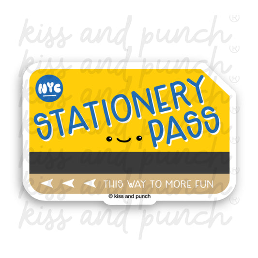 NEW! Cute NYC Stationery Pass Metro Card Diecut Vinyl Sticker - Journal or Planner Water Bottle Laptop