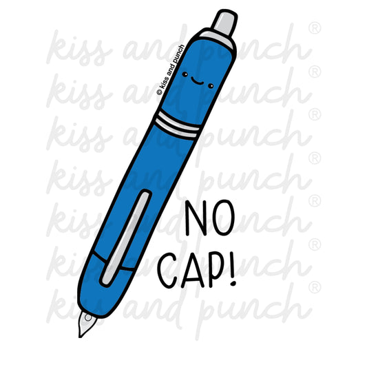 NEW! Cute Punny No Cap Vanishing Point Fountain Pen Diecut Vinyl Sticker - Journal or Planner Water Bottle Laptop