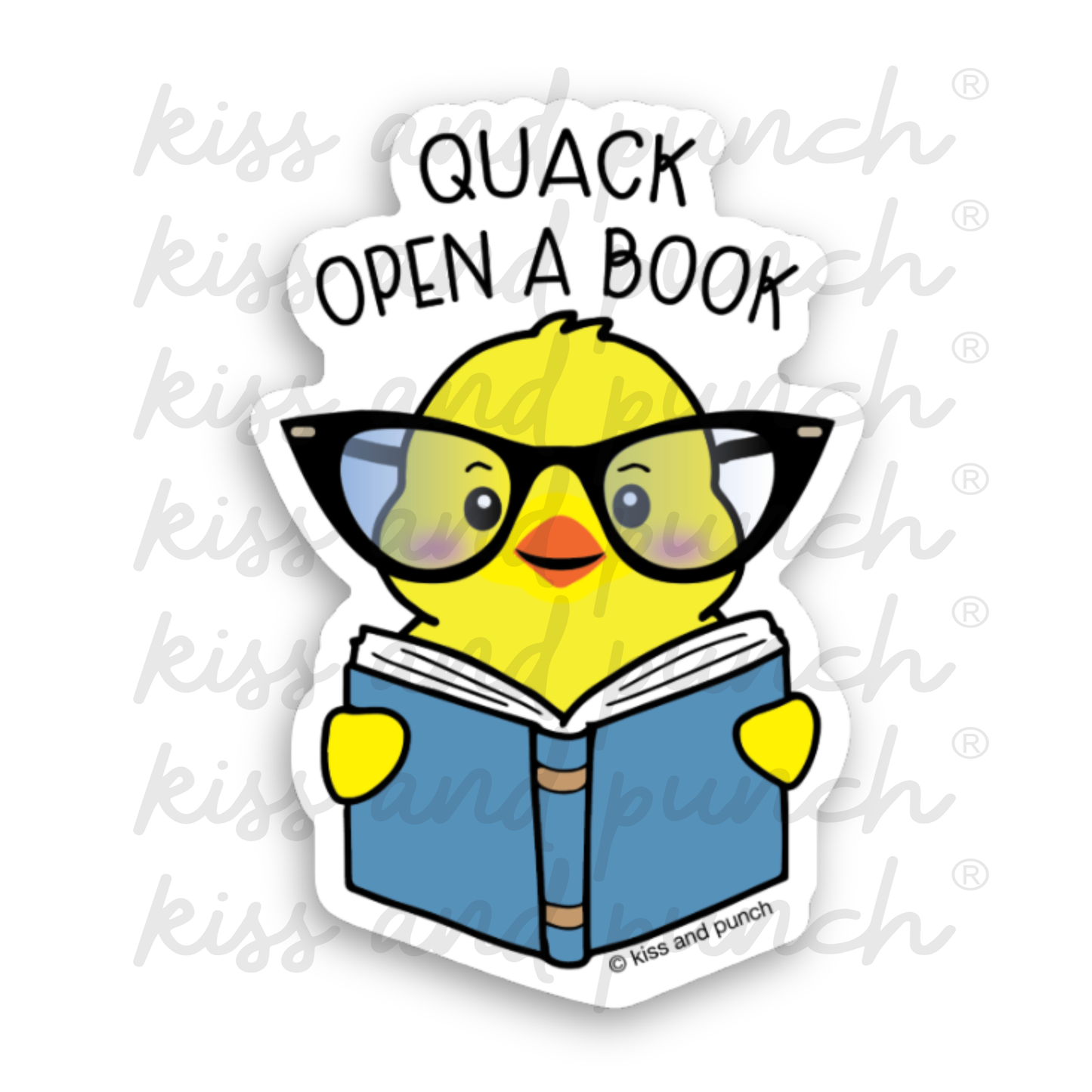 NEW! Funny Quack Open a Book Duck Reading Glasses Diecut Vinyl Sticker   