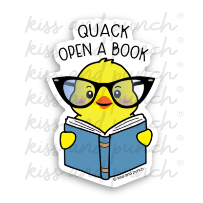 NEW! Funny Quack Open a Book Duck Reading Glasses Diecut Vinyl Sticker   