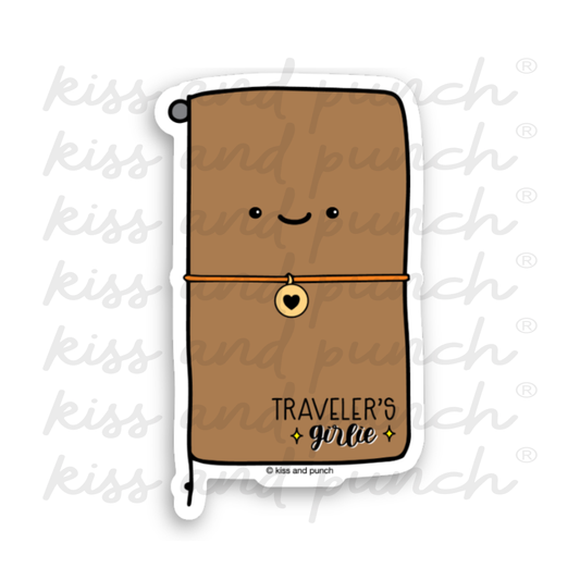 NEW! 3 Inch Traveler's Girlie | Kawaii Traveler's Notebook Fan Diecut Deco Vinyl Sticker | kiss and punch - Kiss and Punch