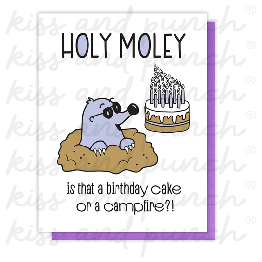 Funny Letterpress Birthday Card | Holy Moley Lots of Candles | kiss and punch - Kiss and Punch