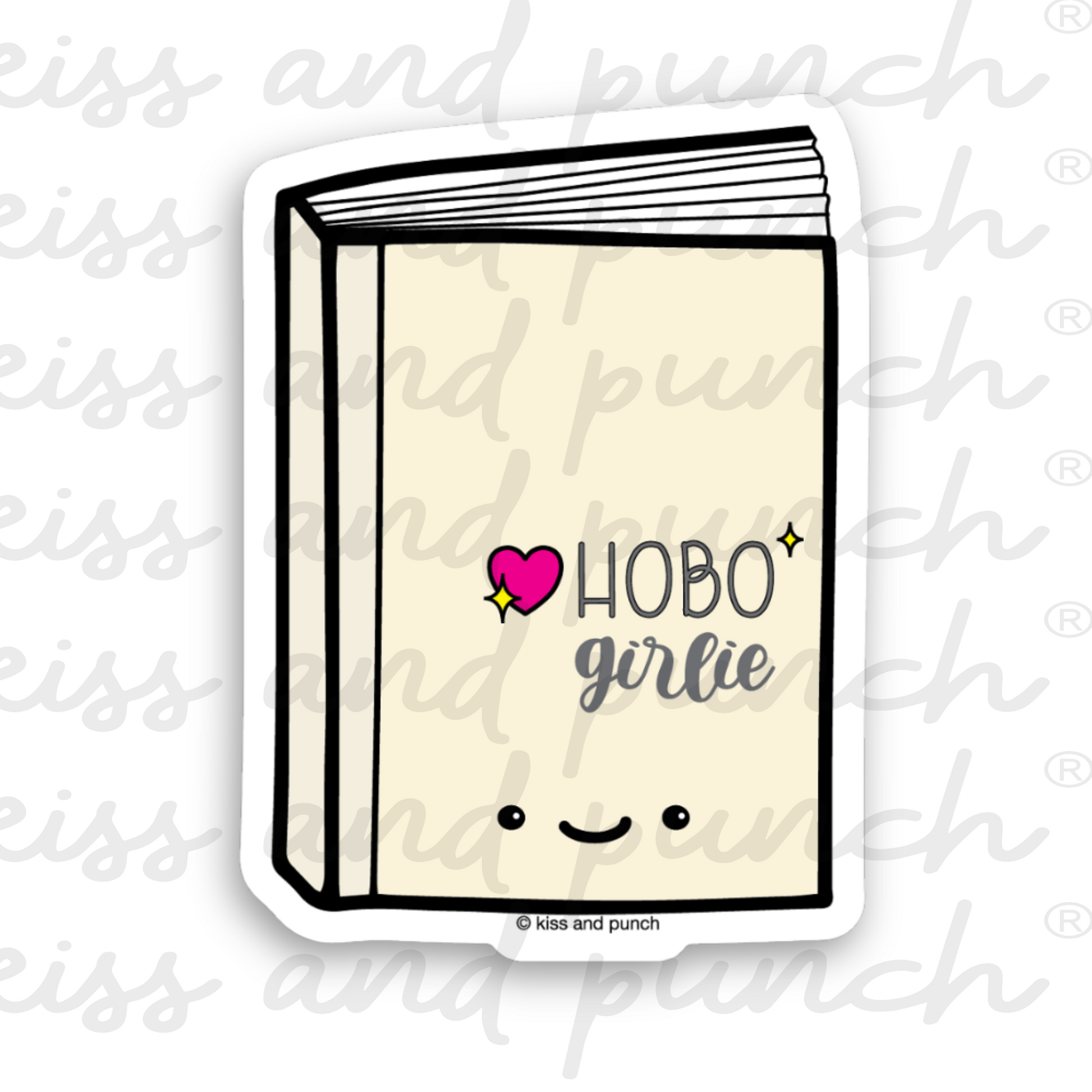 NEW! 2.5 Inch Hobo Girlie | Kawaii Hobonichi Fan Diecut Deco Vinyl Sticker | kiss and punch - Kiss and Punch