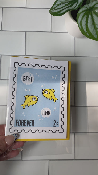 Punny Best Fins Forever Stamp Letterpress Card | Best Friends BFF