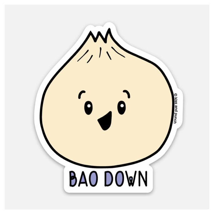 3 Inch Punny Bao Down Bun Vinyl Sticker - Laptop Sticker - Bottle Sticker - Foodie Sticker - Kiss and Punch